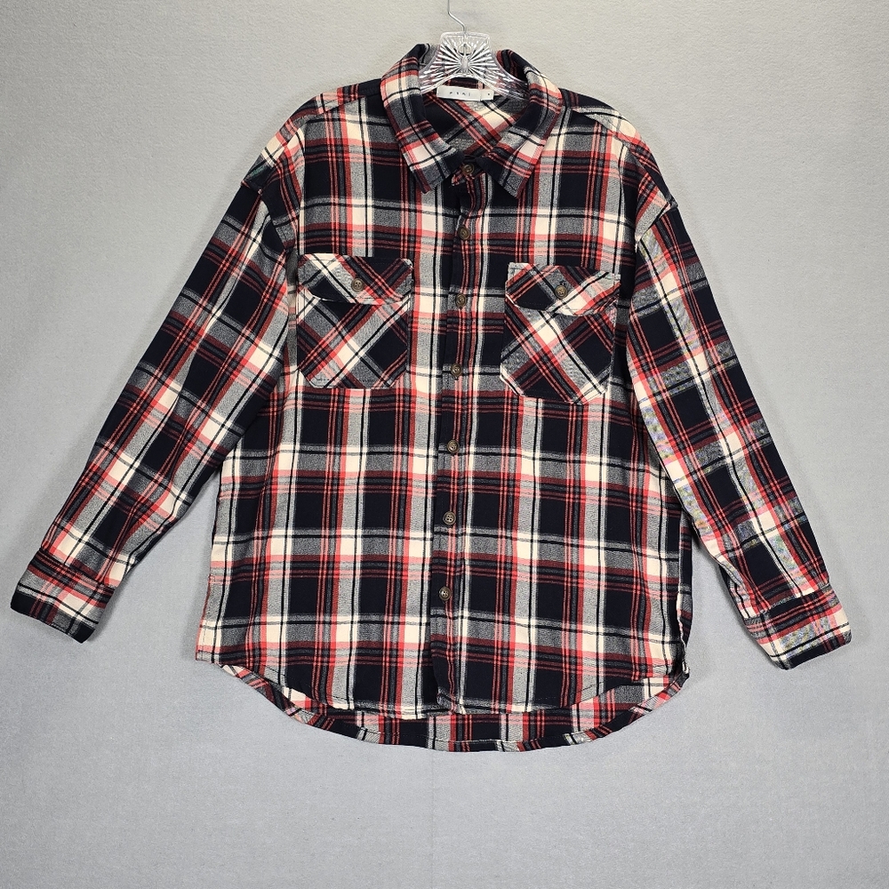Mnml Flannel Check Shirt Button Up Size Medium - image 1